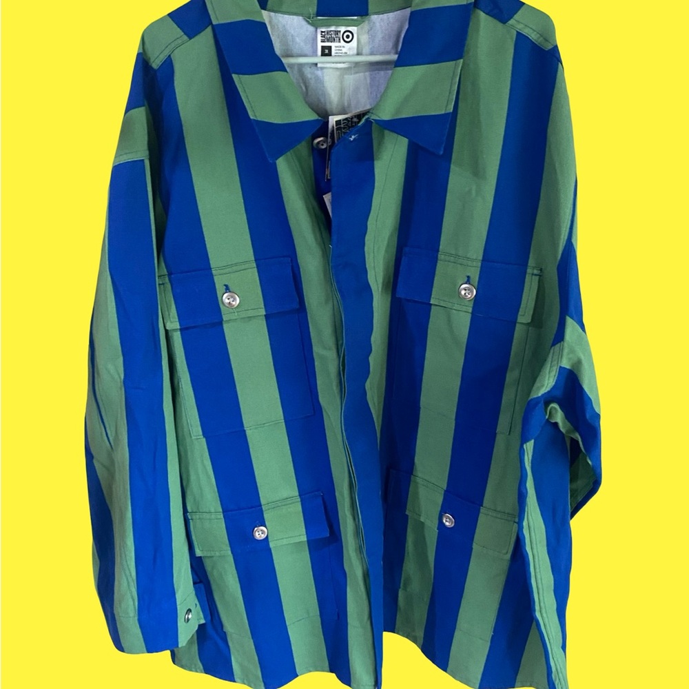 Blue and Green Striped Jacket